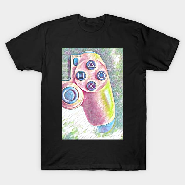 ps4 controller watercolor T-Shirt by Guntah